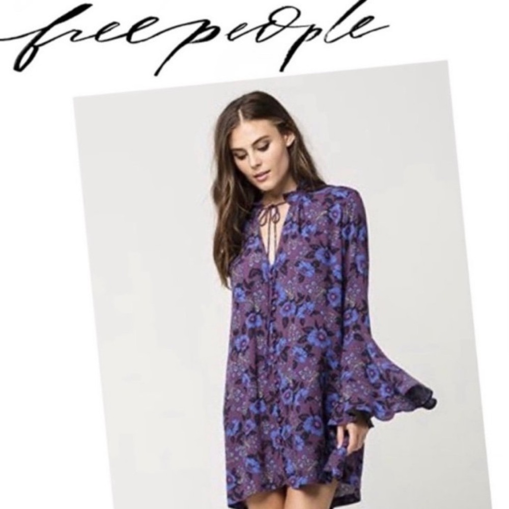 FREE PEOPLE ‘Magic Mystery’ Tunic Mini Dress Flared Sleeves